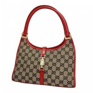 Gucci GG Canvas Jackie Tote Bag 002 1068 Brown Red Champagne Women's